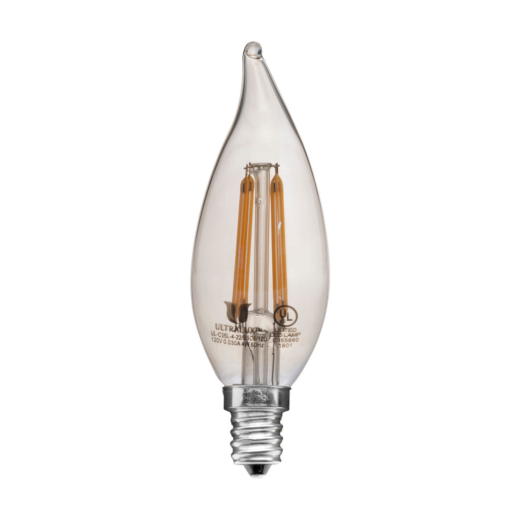 Vintage Flame Tip Candelabra LED Bulbs