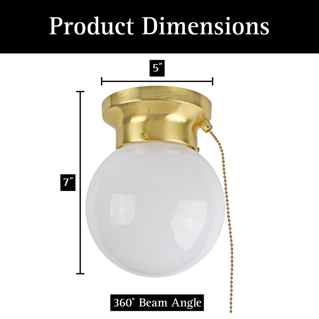 Globe Light With Pull Chain Integrated Led Flush Mount Fixture Ultraluxled