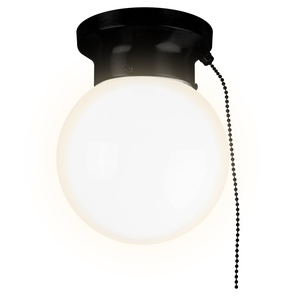 Globe Light with Pull Chain - Integrated LED - Flush Mount Fixture