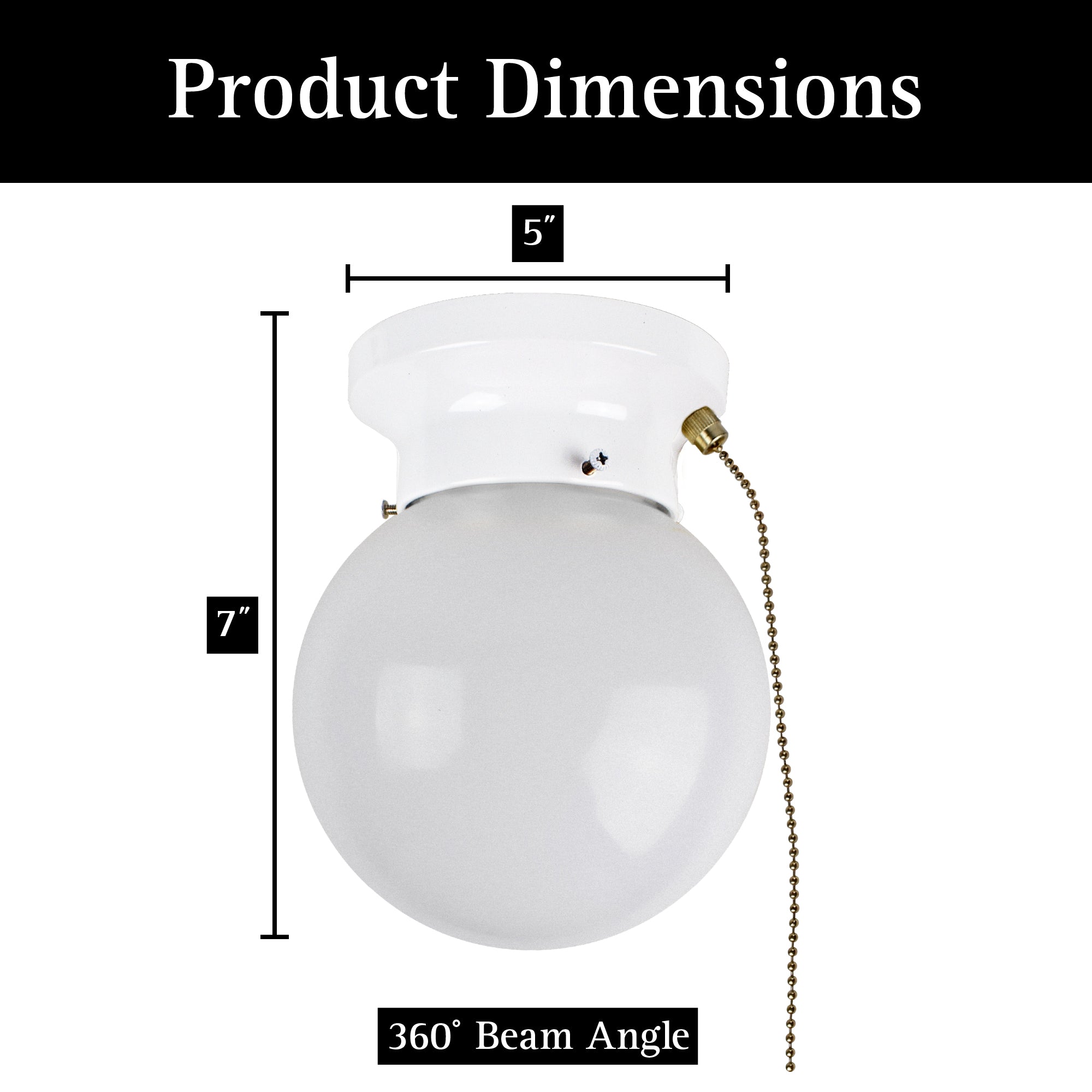 Globe Light with Pull Chain Integrated LED Flush Mount Fixture